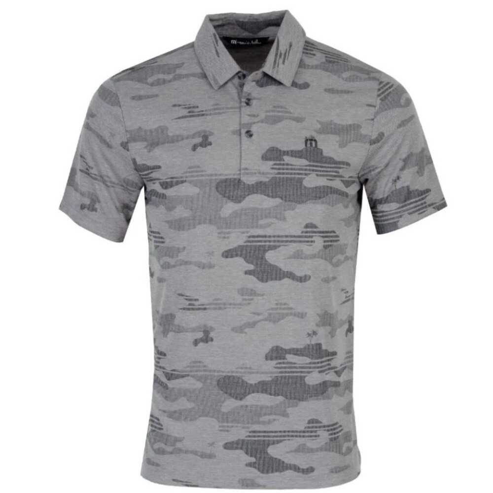 NWT Travis Mathew Beachside Stealth Golf Polo Shirt Heather Grey Camo Eco Small